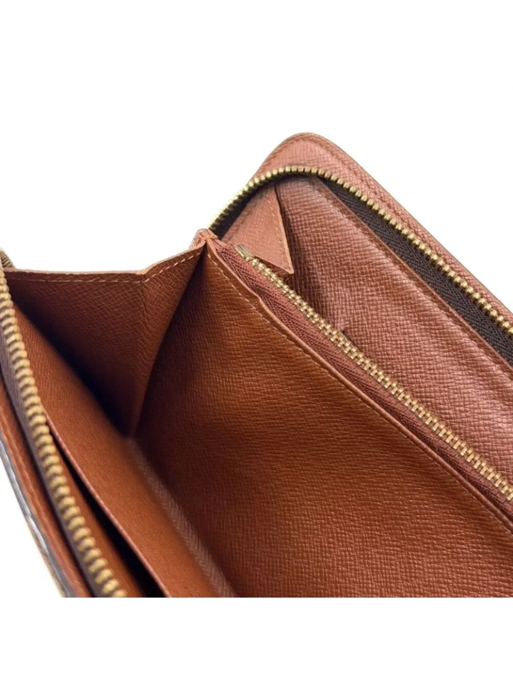 Louis Vuitton Porto Monnaie Zip Monogram Leather Brown Round Zippy Wallet Gold